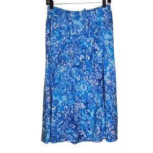 Blueginger Floral Midi Skirt Elastic Waist Casual Flowy Summer M‎ Resortwear